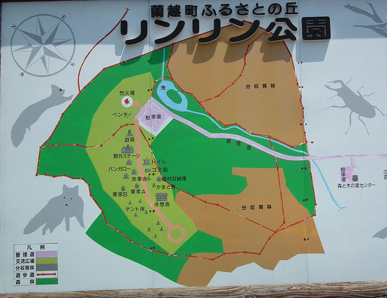 蘭越町ふるさとの丘　リンリン公園キャンプ場の地図