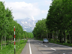 2005-06-18-白樺街道から十勝岳を眺める